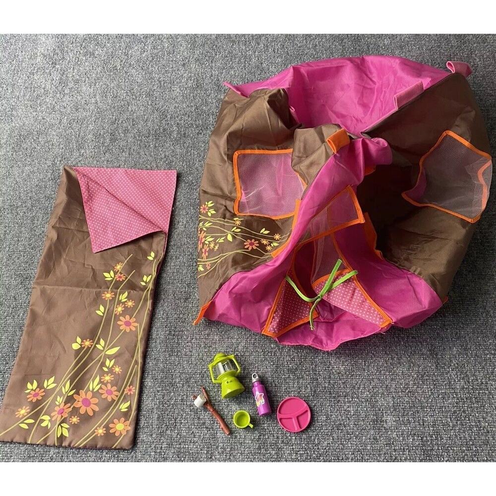 Our Generation Doll Camping Tent SET Sleeping Bag Lantern Marshmallow Stick READ